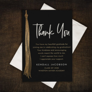Graduation Cap Tassel Gold Black Modern Dankeskarte