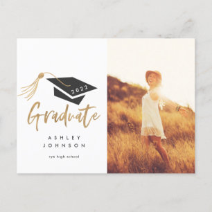 Graduation Cap Tassel Gold Foil Foto 2022 Ankündigungspostkarte