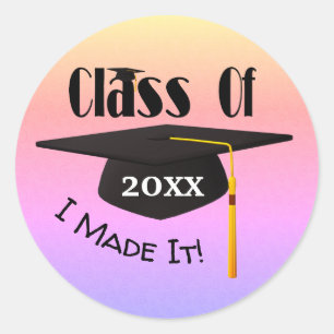 Graduation Cap Tassel I machte es Niedlich Runder Aufkleber