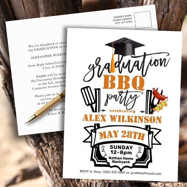 Graduation Cap Tassel Simple BBQ Party Invitation (Créateur téléchargé)