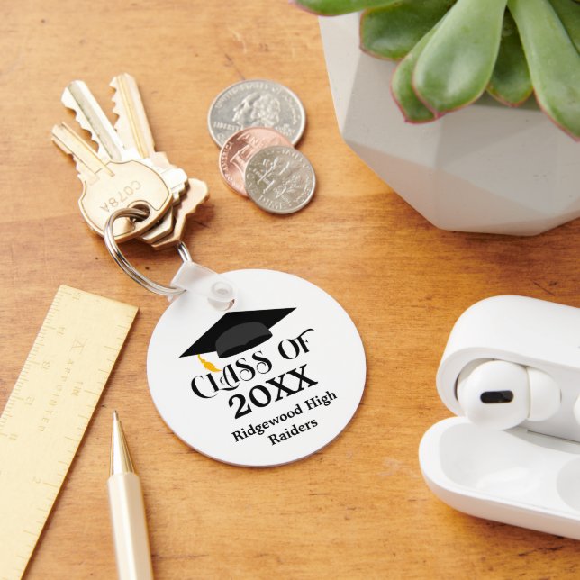 Graduation Cap Your School Name Schlüsselanhänger (Schreibtisch)