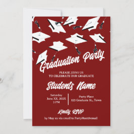Graduation Caps Maroon und White Foto Grad Party Einladung