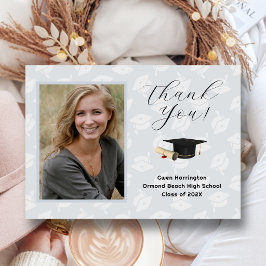 Graduation Caps Photo Thank You Message Cards Einladung
