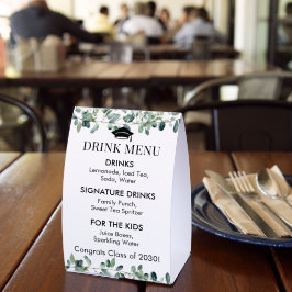 Graduation Celebration Drink Menu Eucalyptus Tischaufsteller