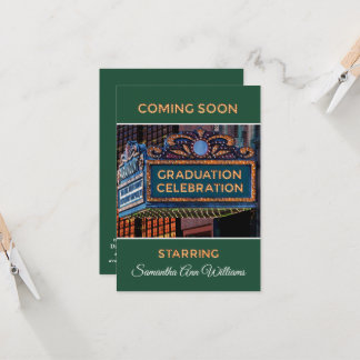 Graduation Celebration invitation on Movie Marquee Karte