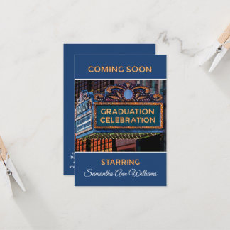 Graduation Celebration invitation on Movie Marquee Karte