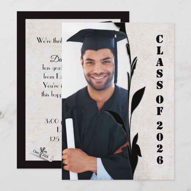 Graduation Class of 2026 Photo Frame Einladung (Vorne/Hinten)
