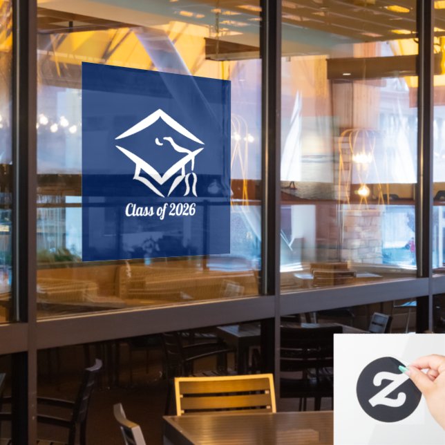Graduation Class of 20?? BLUCLWHT Customize Year Fensteraufkleber (Restaurantfenster)