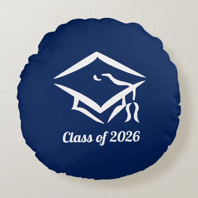Graduation Class of 20?? BLUCLWHT Customize Year Rundes Kissen (Vorderseite)