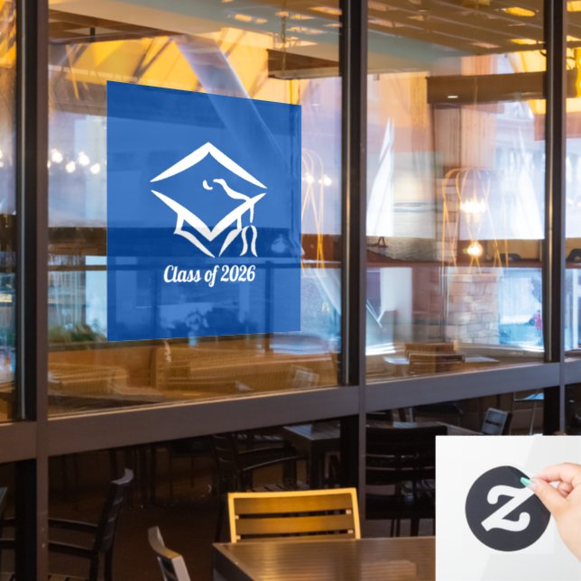 Graduation Class of 20?? BLUWHT Customize Year Fensteraufkleber (Restaurantfenster)