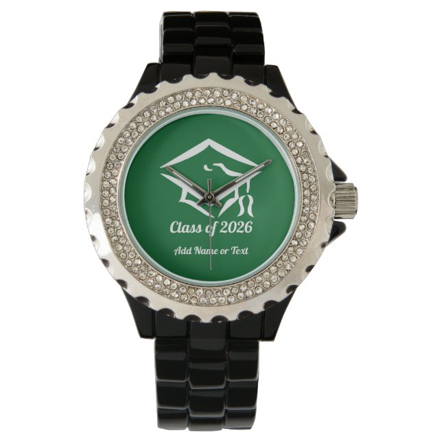 Graduation Class of 20?? KLGRNWHT Custom Year Name Armbanduhr (Vorderseite)