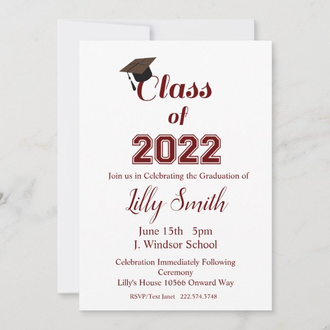 Graduation, Classe de 2022 Invitation (Devant)