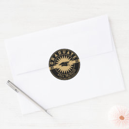 Graduation Classic Gold & Black Template Runder Aufkleber