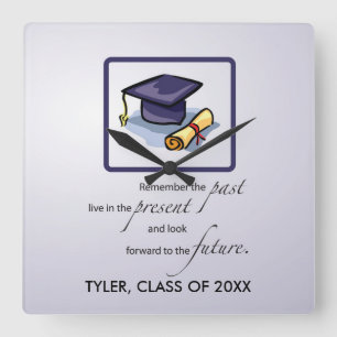 Graduation Congratulations Remember the Past Quadratische Wanduhr