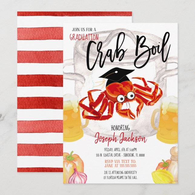 Graduation Crabe Résiliation Invitation (Devant / Derrière)