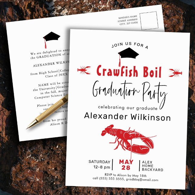 Graduation Crawfish Bouillir BBBQ Party Invitation (Créateur téléchargé)