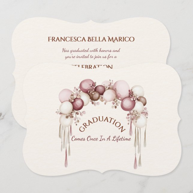 Graduation Daughter Balloons Invitation Einladung (Vorne/Hinten)