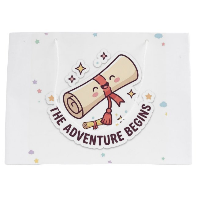 Graduation Design - "The Adventure Begins"  Große Geschenktüte (Vorderseite)