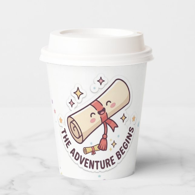 Graduation Design - "The Adventure Begins"  Pappbecher (Vorderseite)