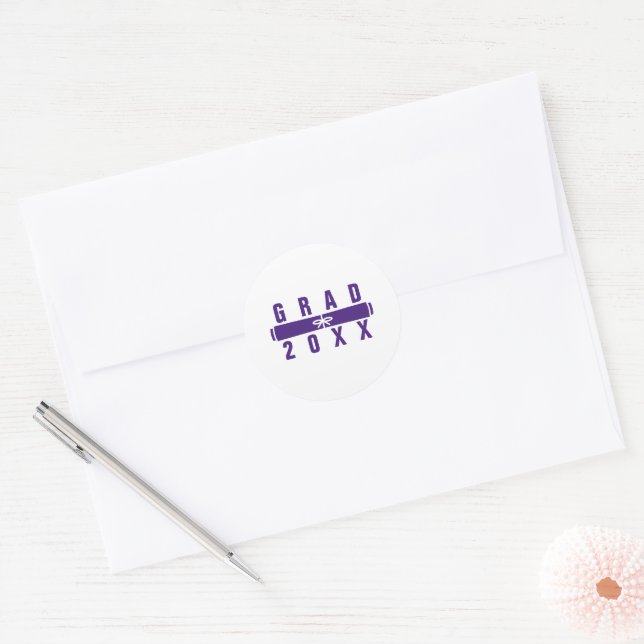 Graduation Diploma Purple Envelope Seal Runder Aufkleber (Umschlag)