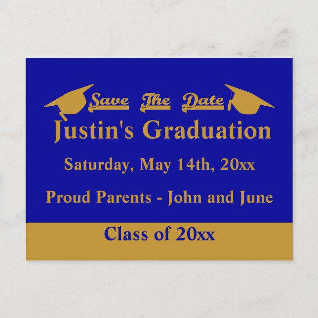 Graduation Enregistrer La Carte Date Or (Devant)