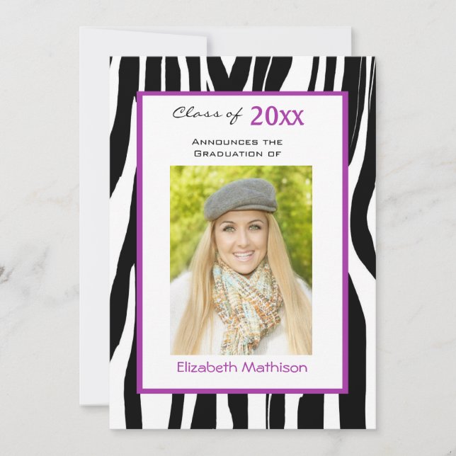 Graduation Faire-part Zebra Photo Invitation (Devant)