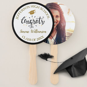 Graduation Fan Chic Gold Custom Graduate Photo Fächer