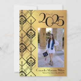 Graduation Gold Art Déco Faire-part noir