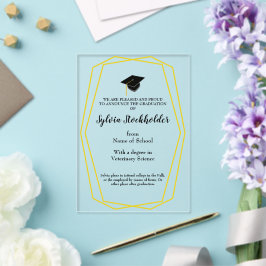 Graduation Gold lines - Cap Acrylic Announcement Acryleinladungen