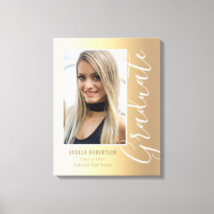 Graduation Gold Stylish Script Modern Photo Leinwanddruck