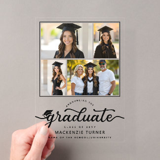 Graduation Grad Photo Collage Acrylic Announcement Acryleinladungen