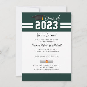  Graduation Green White College Grad 2023 Party Einladung