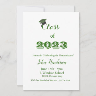 Graduation Green & White Invitation Classe de 2023