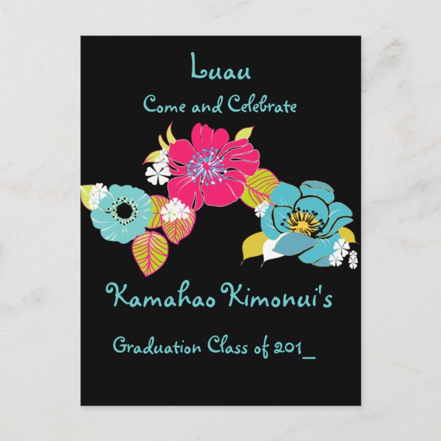 Graduation Luau Invitations carte postale, classe  (Devant)