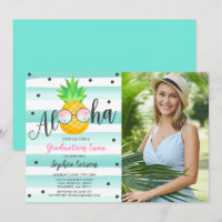 Graduation Luau Party Invitation Ananas Grad
