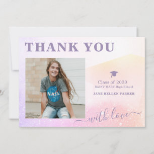 Graduation merci girly rose carte postale