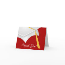Graduation Merci Note Card blanc Red Grad Casquett