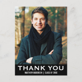Graduation Merci photo moderne carte postale BW