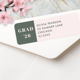Graduation Modern Minimalist Sage Green Blush