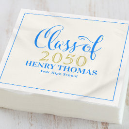 Graduation Modern Minimalist Script Class Of Blue Serviette