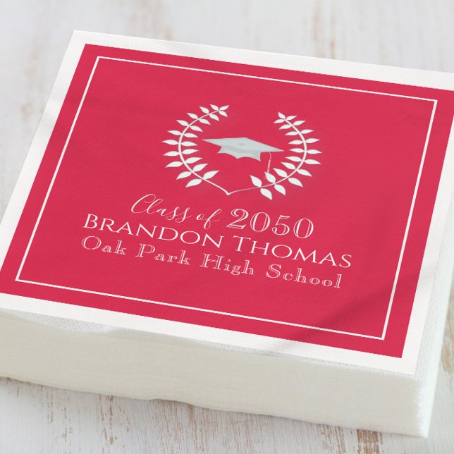 Graduation Modern Simple Elegant Crimson Red Serviette (Von Creator hochgeladen)