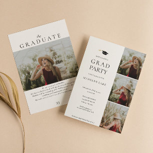 Graduation moderne fête 4 Invitation photo