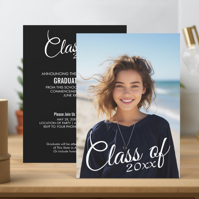 Graduation moderne Photo Faire-part et fête (Graduation Party Invitation and Announcement with Photo)