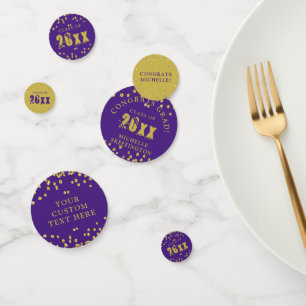 Graduation moderne Purple Gold Confetti Année de c