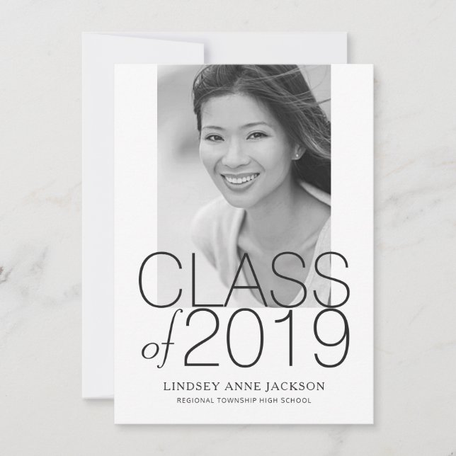 Graduation Moderne Stacked Texte Photo Invitation (Devant)