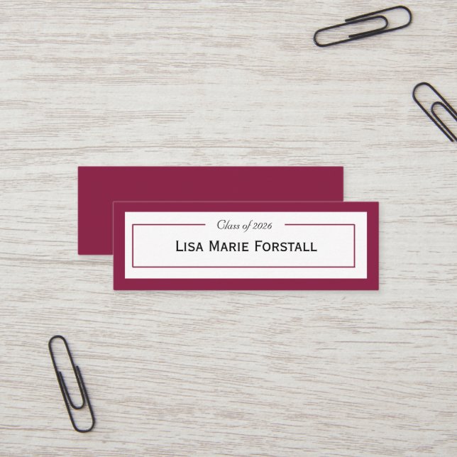 Graduation Name Card Mini Visitenkarte (Vorderseite/Rückseite Beispiel)