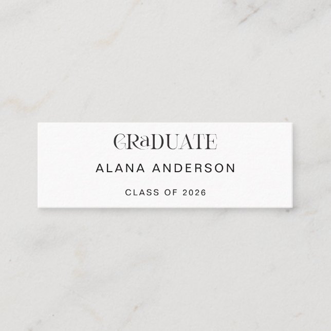 Graduation Name Card Modern Minimalist Mini Visitenkarte (Vorderseite)
