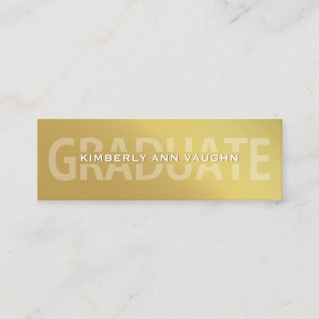 Graduation Name Cards Faux Gold Foil Letterpress Telefonnummerkarte (Vorderseite)