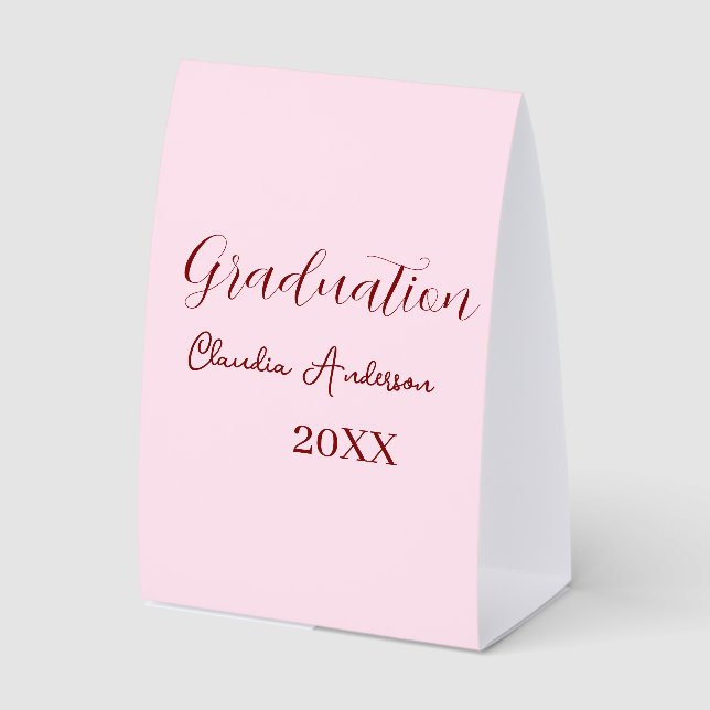Graduation name class of 20XX mauve calligraphy co Tischaufsteller (Vorderseite)
