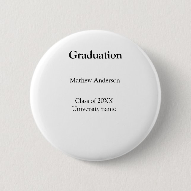 Graduation name class of 20XX university name simp Button (Vorderseite)